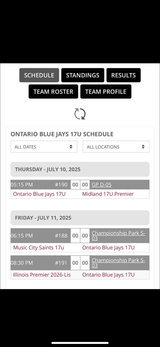 Upcoming tournament schedule:
ABC invite (Kokomo Indiana) Schedule attached. 

PBR 17u National Championships (Emerson Georgia July 16-22)
<a href="/SteedBaseball/">Mike Steed</a> 
<a href="/ECK_47/">E C K</a>