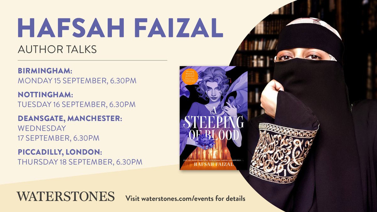 Join us for a special evening with bestselling and award-winning author Hafsah Faizal as she discusses her highly anticipated new book A Steeping of Blood – the tantalising sequel to A Tempest of Tea. 🫖🩸

Details and tickets available from the link in our bio! 🎟️

#BookTwitter