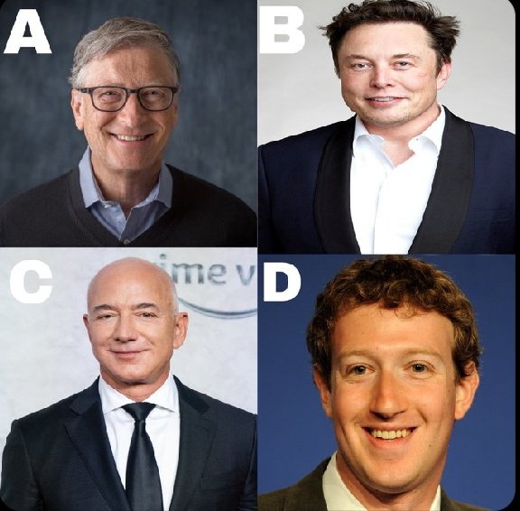 elonmuskADO's tweet image. Who is your favourite billionaire??
Be honest
A
B.
C.
D