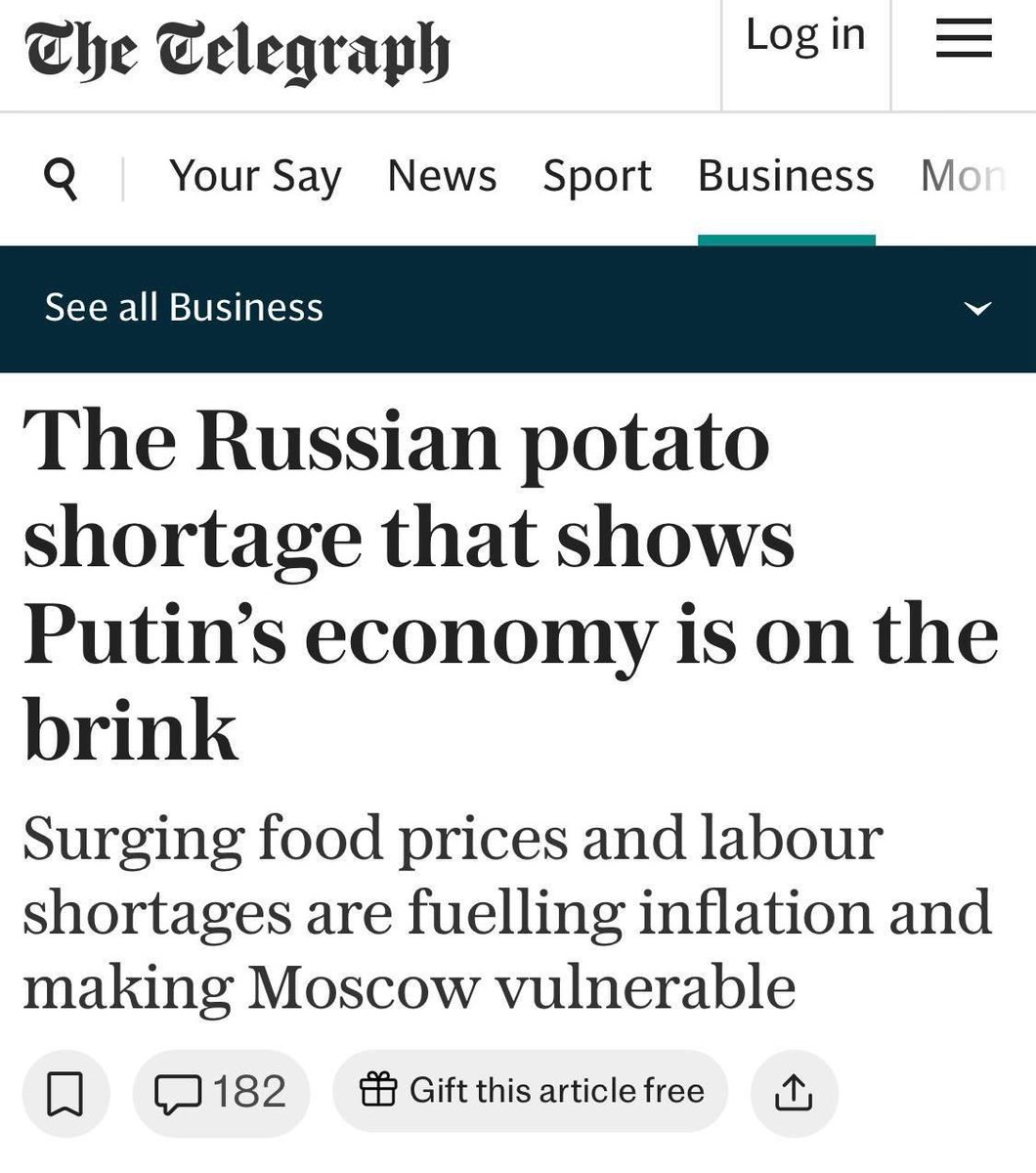 Sezon sonunda Rusya'da patates azalınca fiyat arttı. Telegraph'ın yorumu. Dünya budala doldu. Propaganda değil bu. Propagandanın da bir adabı ve mantığı olur.