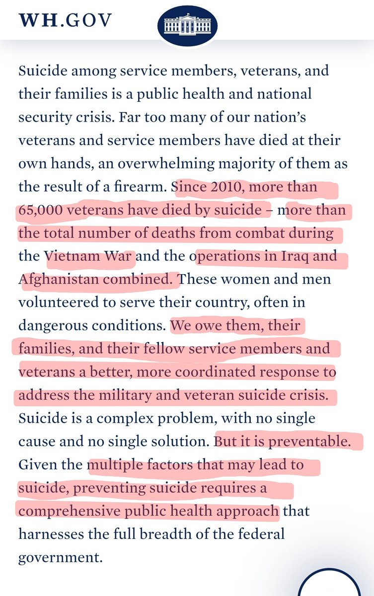 Lafayette4Ever's tweet image. PIX KEEPS GETTING TAKEN DOWN🙄
Since these are old stats
Who can tell me how many #Vetetans commit suicide since 2010🤔
Already more deaths from suicide than the last 3 wars🇮🇶🇦🇫 🇻🇳 combined is wild to me🤯
My guess 200,000 #Veteran #22ADay ⚰️
bidenwhitehouse.archives.gov/briefing-room/…