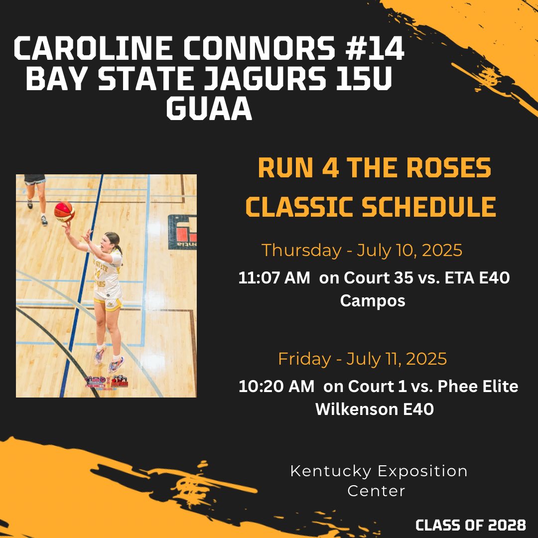 Caroline Connors (@carolinec_33) on Twitter photo Here’s my schedule for Kentucky! 🖤💛 <a href="/BayStateJags/">Bay State Jaguars</a> <a href="/JagsRecruiting/">Bay State Jaguars Recruiting</a> <a href="/LaurieBollin/">LAURIE BOLLIN</a> Here’s my schedule for Kentucky! 🖤💛 <a href="/BayStateJags/">Bay State Jaguars</a> <a href="/JagsRecruiting/">Bay State Jaguars Recruiting</a> <a href="/LaurieBollin/">LAURIE BOLLIN</a>