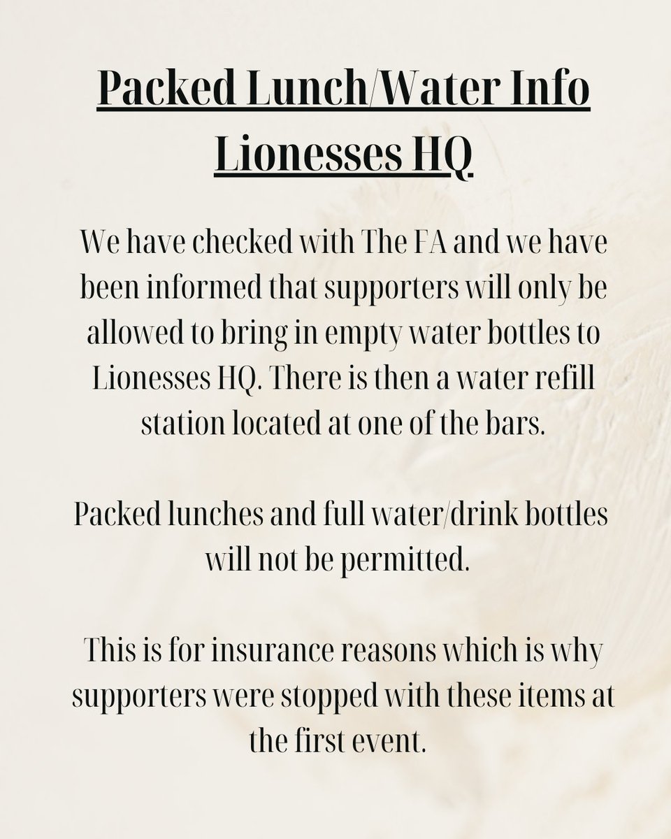 INFORMATION for Lionesses HQ 

Let us know if you have any questions.

#lionesses #england #byfansforfans #womensfootball #supporters