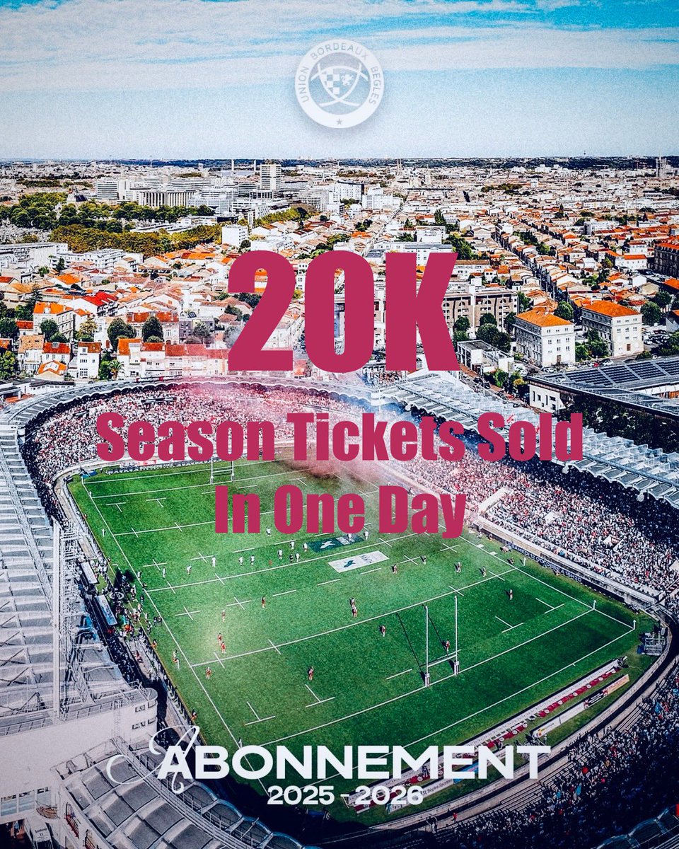 Bordeaux 🍇 season tickets went on sale today. There were 20,000 of them. They’re all gone.