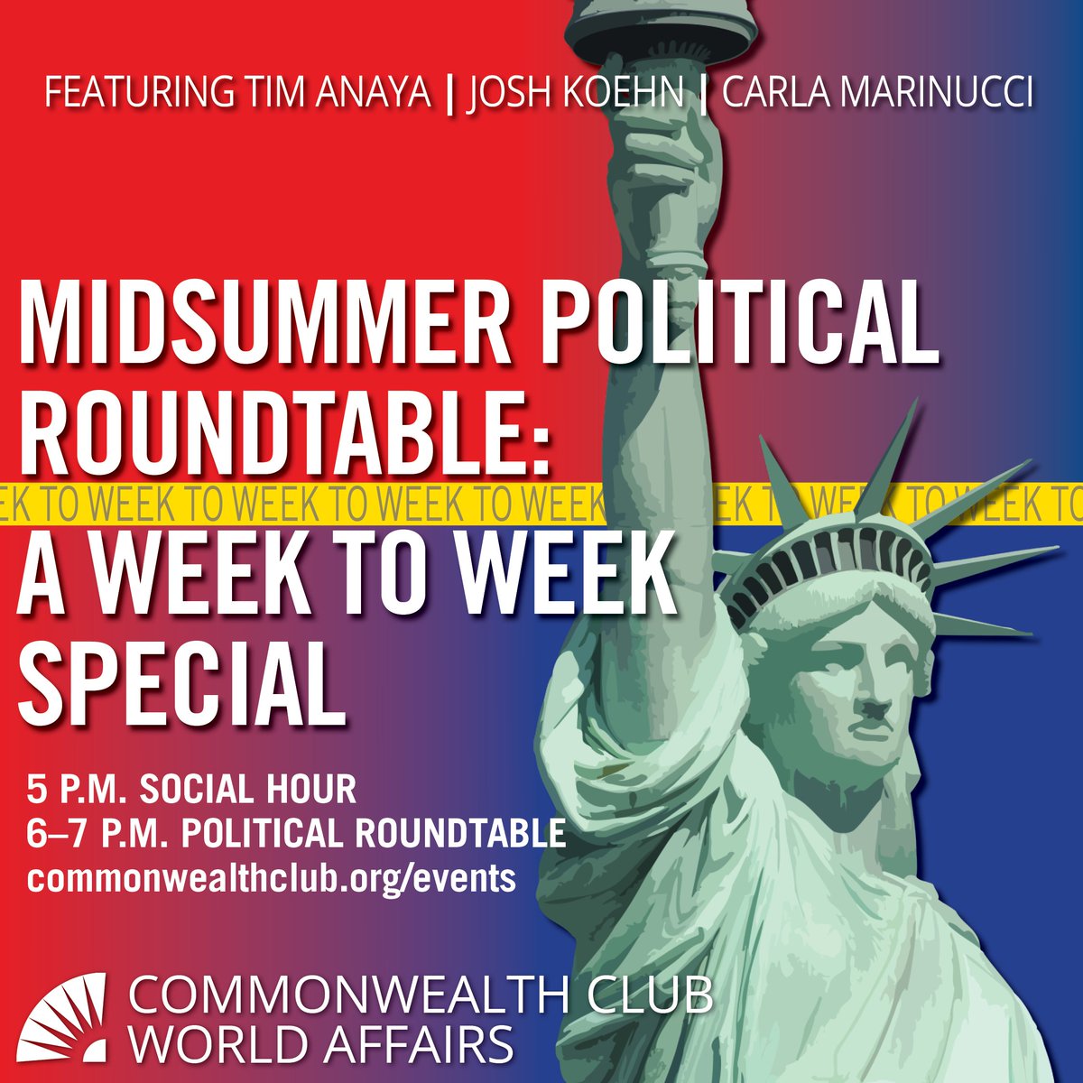 Commonwealth Club World Affairs of California (@cwclub) on Twitter photo NEXT WEEK! Enjoy a reception followed by our panelists <a href="/Josh_Koehn/">Josh Koehn</a> <a href="/cmarinucci/">Carla ‘Bluechecked’ Marinucci</a> & <a href="/TimAnaya/">Tim Anaya</a> talking about BBB, California, and so much more.
Details & tickets: commonwealthclub.org/events/2025-07… NEXT WEEK! Enjoy a reception followed by our panelists <a href="/Josh_Koehn/">Josh Koehn</a> <a href="/cmarinucci/">Carla ‘Bluechecked’ Marinucci</a> & <a href="/TimAnaya/">Tim Anaya</a> talking about BBB, California, and so much more.
Details & tickets: commonwealthclub.org/events/2025-07…
