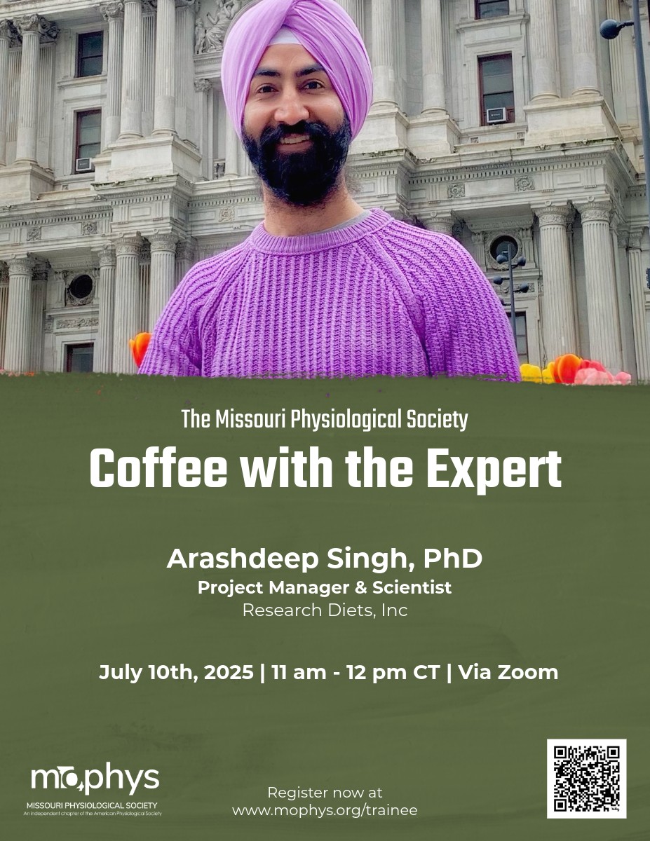 Arashdeep Singh🐁🧠🥙 (@singharashdeep) on Twitter photo Very humbled to be invited to speak at <a href="/mo_phys/">Missouri Physiological Society</a> Coffee with Expert this week!
Join for tips on navigating career decisions. Ideal for undergrads, grads & postdocs. Spread the word & Register at mophys.org/trainee
#GradLife #STEMCareers #Careertips #PhDLife #IndustryCareers Very humbled to be invited to speak at <a href="/mo_phys/">Missouri Physiological Society</a> Coffee with Expert this week!
Join for tips on navigating career decisions. Ideal for undergrads, grads & postdocs. Spread the word & Register at mophys.org/trainee
#GradLife #STEMCareers #Careertips #PhDLife #IndustryCareers