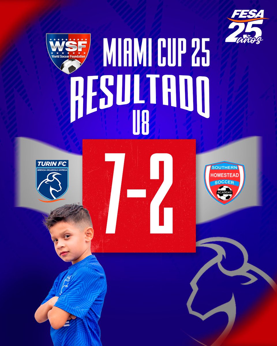 ¡La categoría U8 de Academias FESA gana su primer encuentro en Miami Cup 2025! 🏆⚽
En el inicio del torneo, las Academias vencieron a Southern Homestead Soccer Academy.
¡Felicidades a los jugadores, cuerpo técnico y a los padres de familia!
¡A seguir con todo en la cancha! 💪