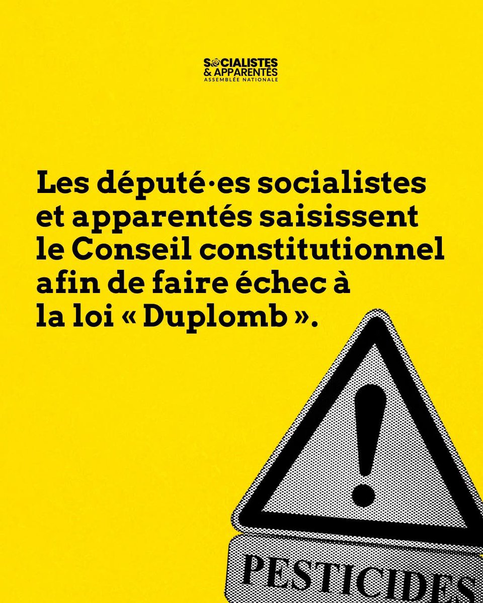 Mel_Thomin's tweet image. ⚠️🚜Adoption de la loi #Duplomb ce soir à l’@AssembleeNat
➡️Avec les députés @socialistesAN nous avons voté contre ce texte dangereux pour la santé humaine et environnementale !
💪Nous saisissons le Conseil constitutionnel afin de faire barrage à ce texte régressif !