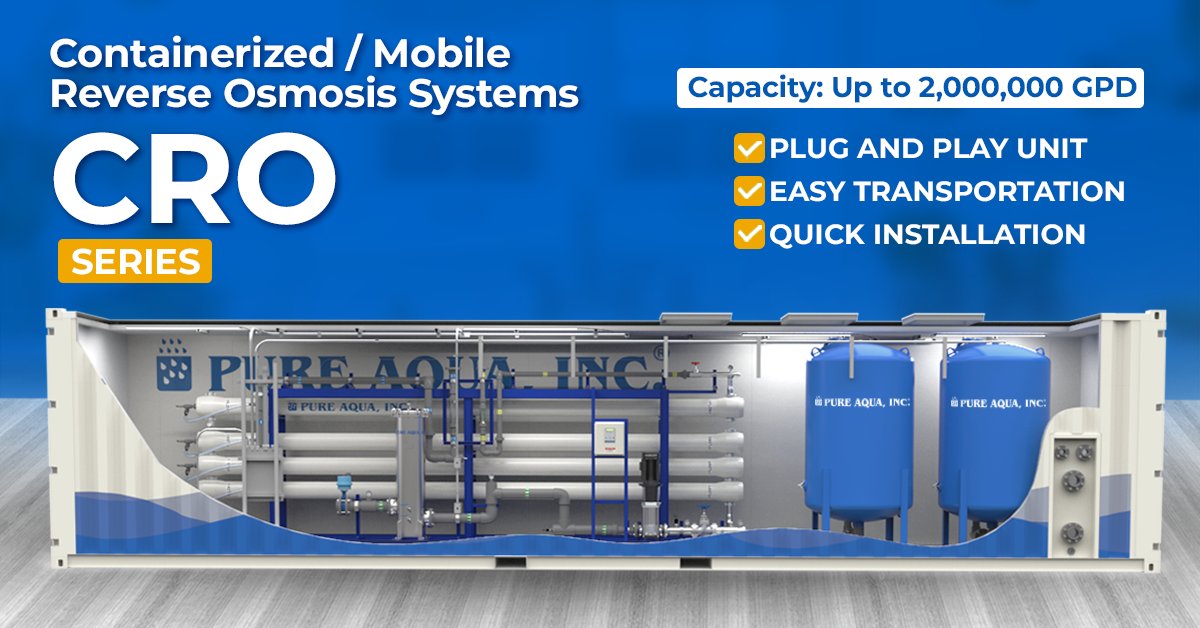 PureAquaInc's tweet photo. CRO Series – Containerized Reverse Osmosis Systems
Pure Aqua, Inc. delivers high-performance water purification with the CRO Series – compact, containerized RO systems designed for efficient operation in industrial and commercial applications. https://t.co/wCCyupaJq0