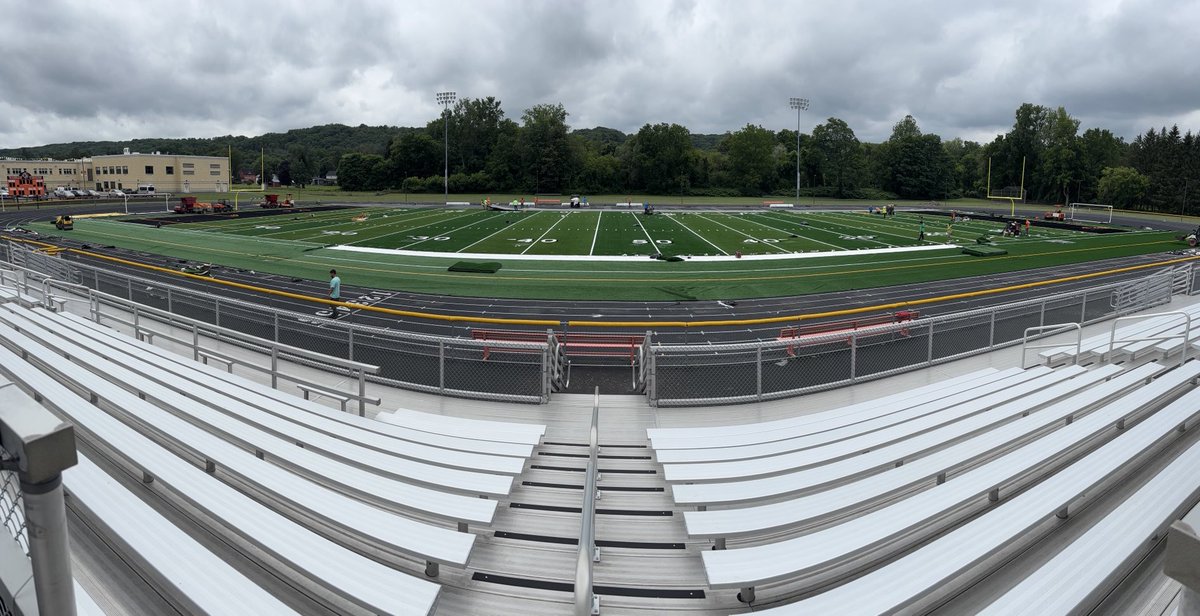 New turf continues to be put down.
