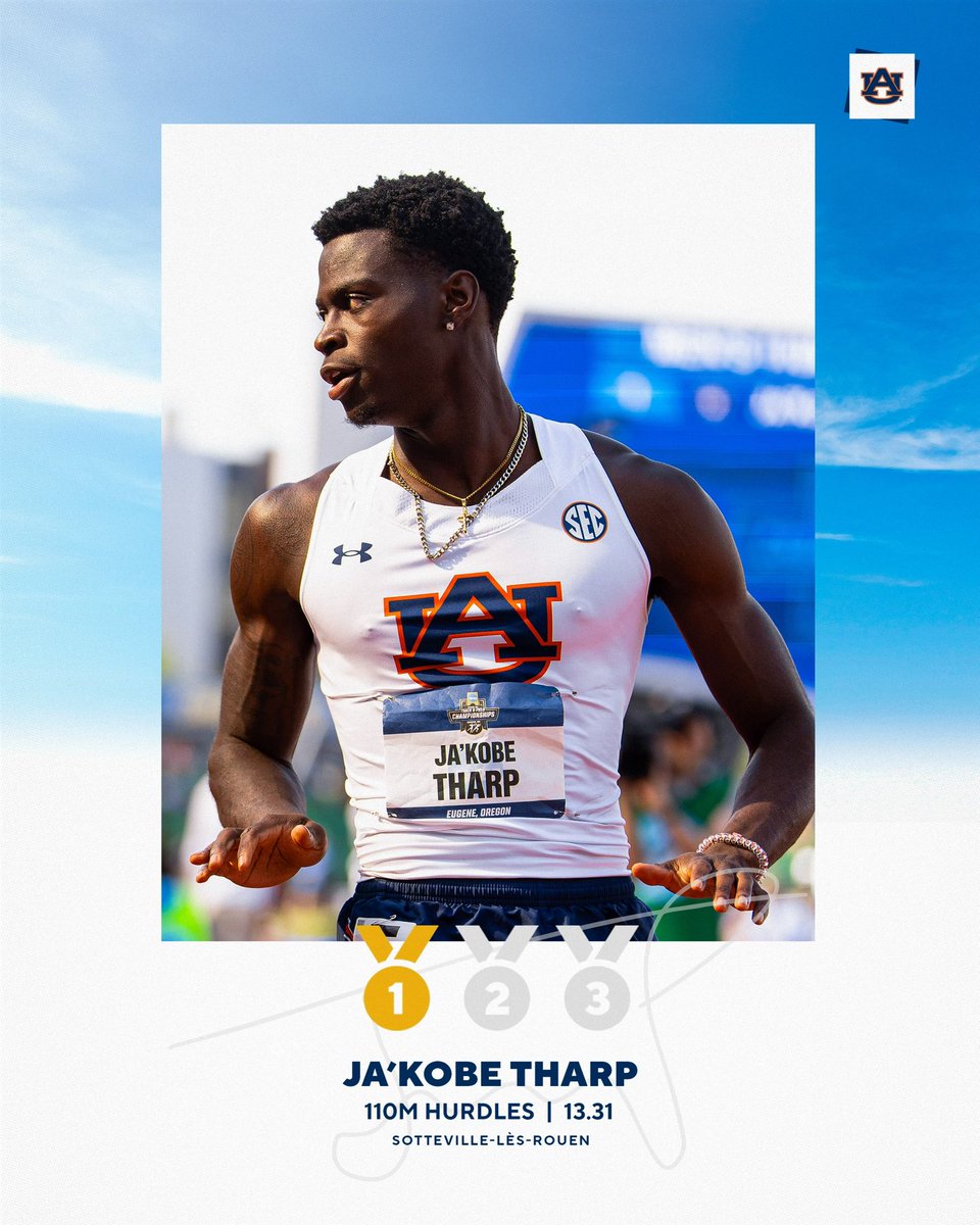Auburn Track & Field (@auburntfxc) on Twitter photo Triple threat in Sotteville ๐ฅ๐ฅ
<a href="/Ajayi100m/">Ajayi konyinsola, OLY</a> won the 100m in 9.92, tied his PR, and set a meet record
<a href="/maka_the1st/">Makanakaishe Charamba, OLY๐ฟ๐ผ</a> took the 200m title with a new meet record (20.08)
<a href="/jthurdles/">Jakobe Tharp</a> claimed the 110m hurdles win with 13.31
#WarEagle Triple threat in Sotteville ๐ฅ๐ฅ
<a href="/Ajayi100m/">Ajayi konyinsola, OLY</a> won the 100m in 9.92, tied his PR, and set a meet record
<a href="/maka_the1st/">Makanakaishe Charamba, OLY๐ฟ๐ผ</a> took the 200m title with a new meet record (20.08)
<a href="/jthurdles/">Jakobe Tharp</a> claimed the 110m hurdles win with 13.31
#WarEagle