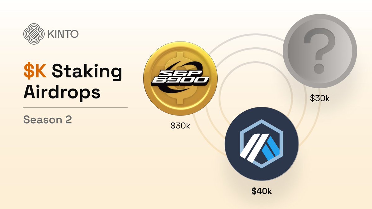 Announcing the second Airdrop for this season

$40,000 in $ARB will be distributed to Kinto stakers.

📅 July 31st

Stake your $K and get rewarded.