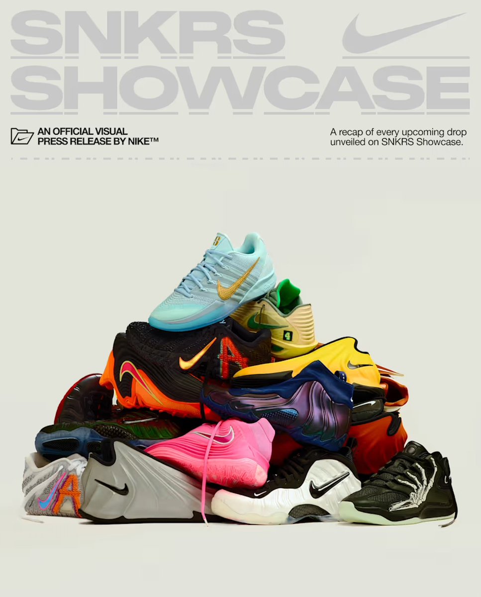 SOLELINKS's tweet photo. SNKRS SHOWCASE: A recap of every upcoming drop unveiled on SNKRS Showcase
=> https://t.co/7KeBDS9DuZ https://t.co/92fr0rXw9L