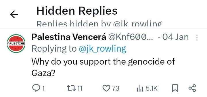 BadWritingTakes's tweet image. So JK Rowling saw this reply to her post, read it, and rather than just ignoring it, actively Hid it. Interesting choice there...
(Rowling has previously used the Hide Reply feature to hide evidence contradicting her claims - but for the life of me I can't find the screenshot.)