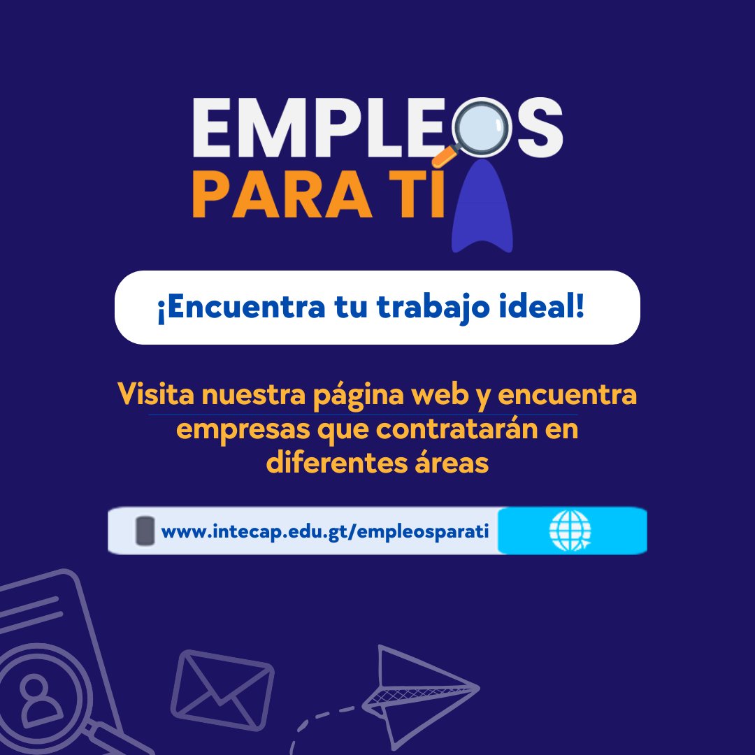 🔍 ¿Estás buscando trabajo?
¡En INTECAP te ayudamos a encontrarlo! 🙌
Visita 👉 intecap.edu.gt/empleosparati
y descubre las empresas que están contratando en distintas áreas.
💼 Oportunidades reales.
🚀 Nuevos comienzos.
✅ ¡Tu futuro comienza hoy!