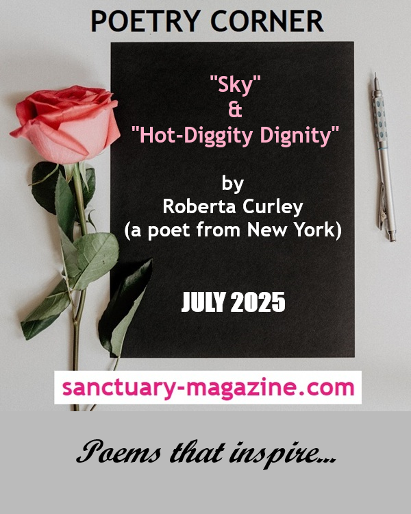 Sanctuary2016's tweet photo. POETRY CORNER: Roberta Curley, a poet from New York, shares her poems “Sky” and “Hot-Diggity Dignity” this month. https://t.co/oZHX3eaNYf #WheresYourSanctuary #PoetryCorner #poetry #poems #inspiration #celebratingpoets #poets #femalepoets #womenpoets #celebratewomen https://t.co/RYSpf5oRh7