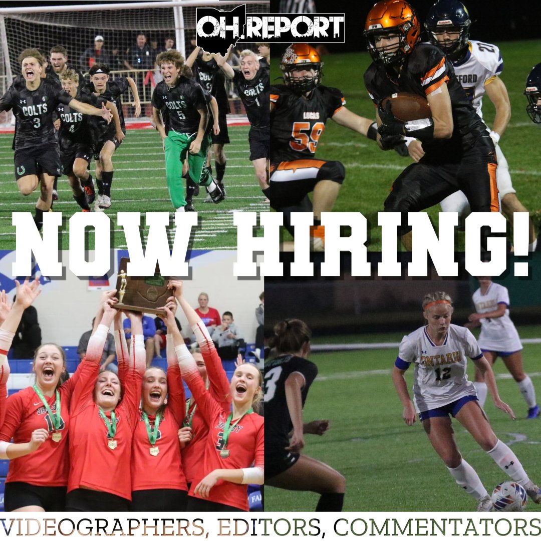 oh_report's tweet image. 🚨 NOW HIRING! 🚨
The OH Report is building the dream team for Fall Sports Season 🏈🏐⚽
We're looking for passionate people to fill these roles:
🎥 Videographers
🎙️ Commentators
✂️ Editors
💻 And More!
Think you’ve got what it takes to help cover the biggest moments in Ohio…