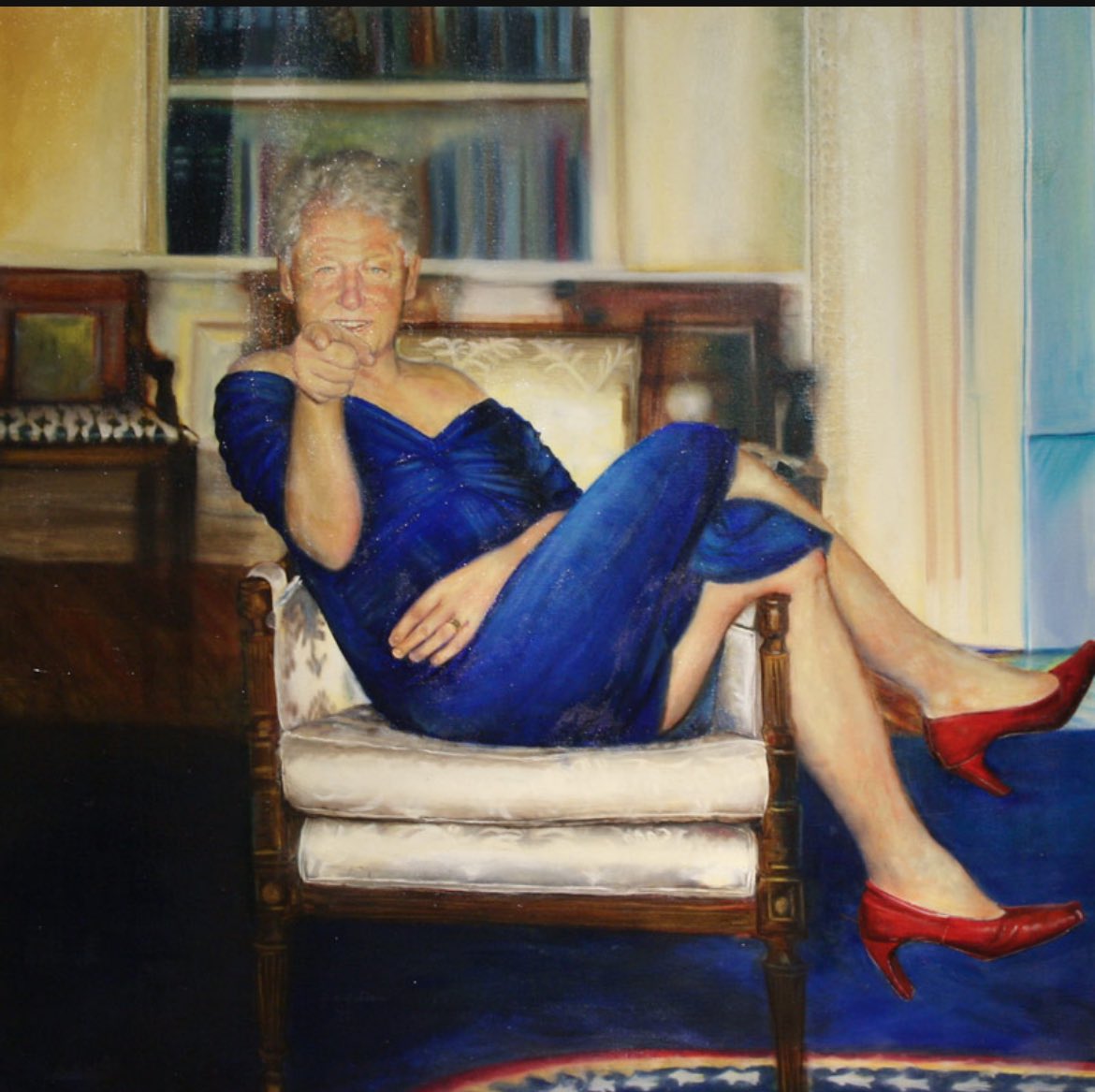GlockfordFiles's tweet image. Reminder:
This painting of Bill Clinton was hanging in Epstein’s NYC apartment.