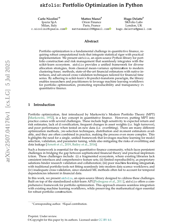 quantseeker's tweet image. A new paper on the skfolio library.

Paper: arxiv.org/abs/2507.04176
skfolio: github.com/skfolio/skfolio