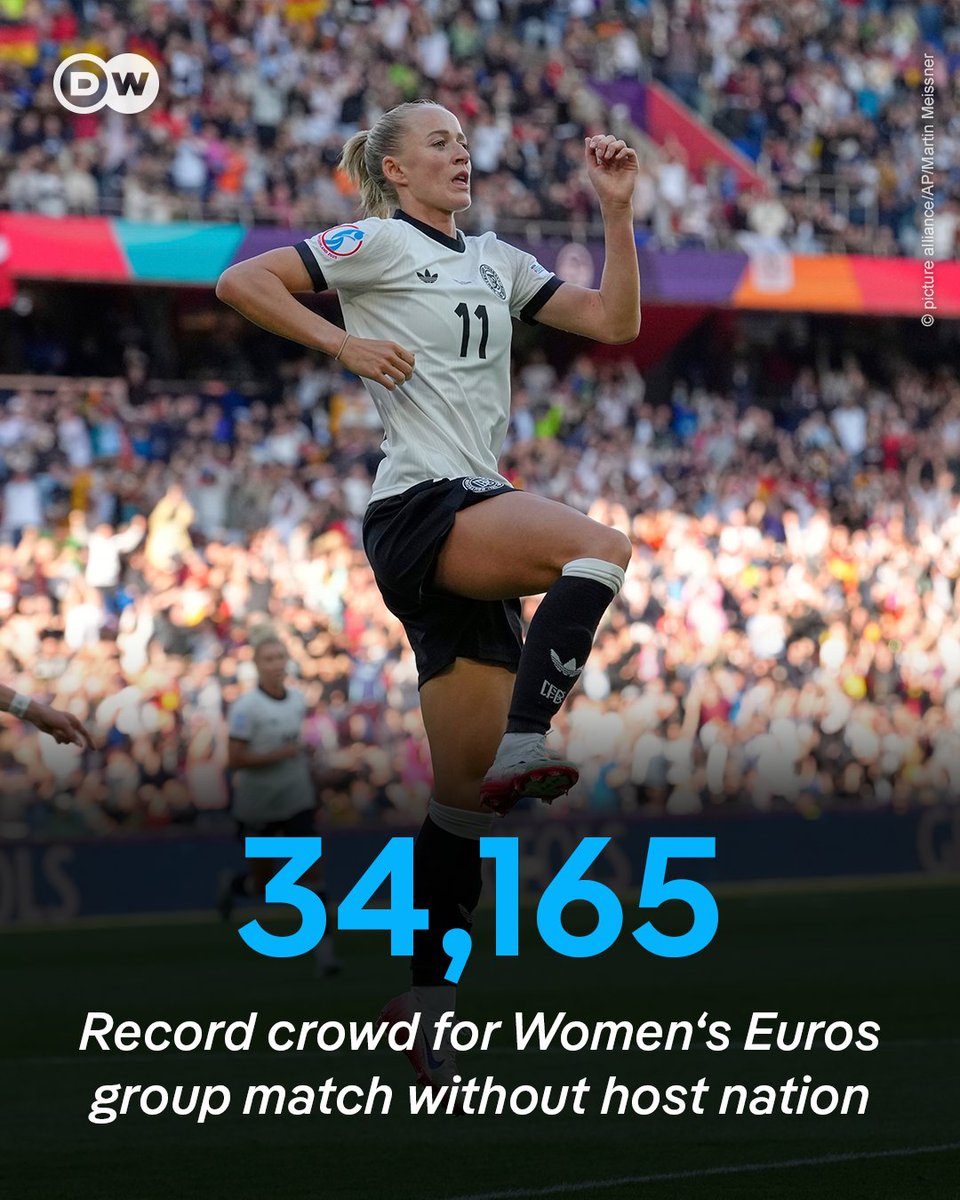 🚨 New record 🚨

34,165 fans are at Germany’s match against Denmark! 

That’s the biggest ever crowd at a Women’s Euros group stage match when no host country is involved! 

#WEURO2025 #GERDEN