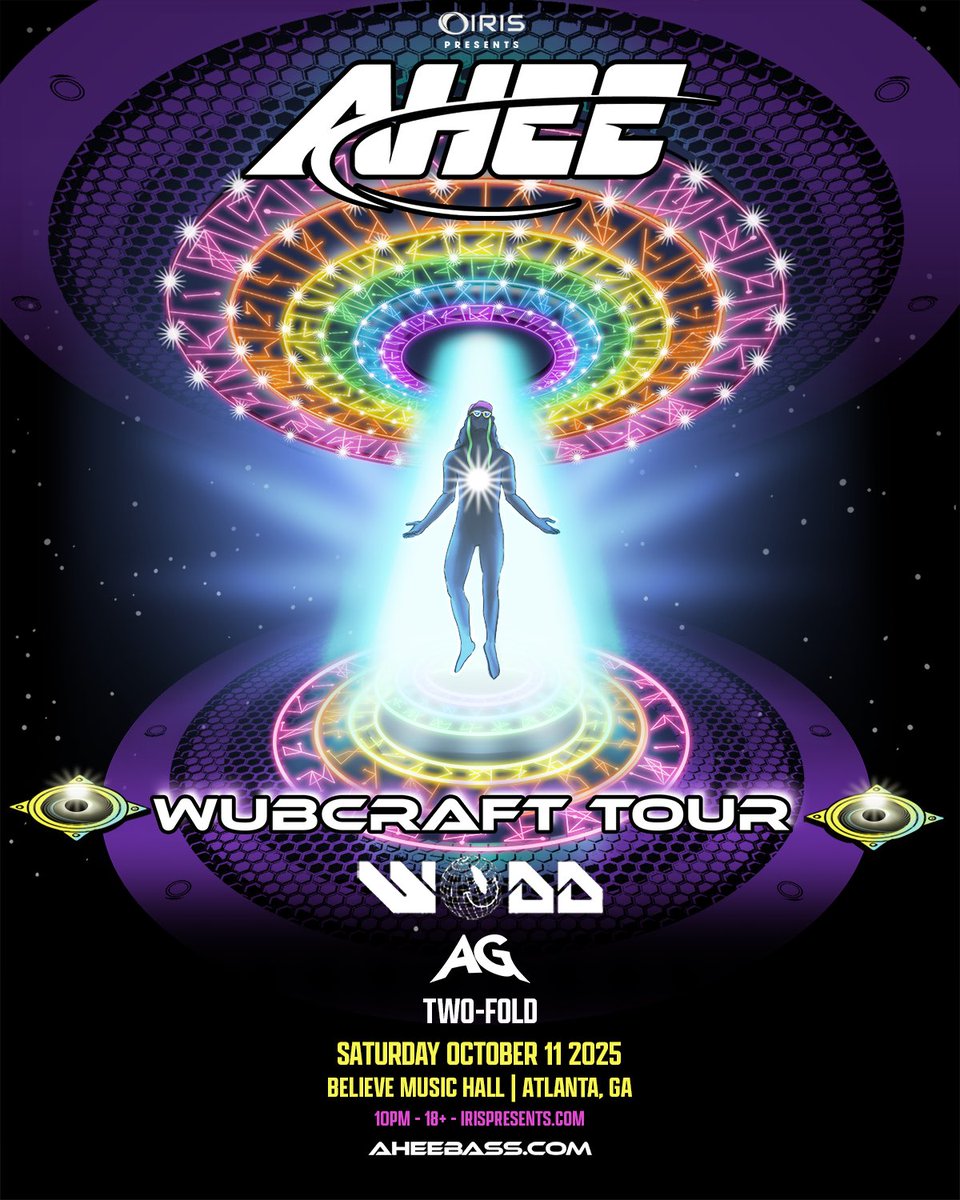 🛸 SHOW ANNOUNCEMENT 🛸

Get ready for a “Brain Tickler” when AHEE brings the Wubcraft Tour to Believe Music Hall on Saturday, October 11!🪐☄️

Tickets are on sale now! Secure your spot on the mothership!👽Are you ready to blast off?🚀

🔗 - seetickets.us/irispresentsah…