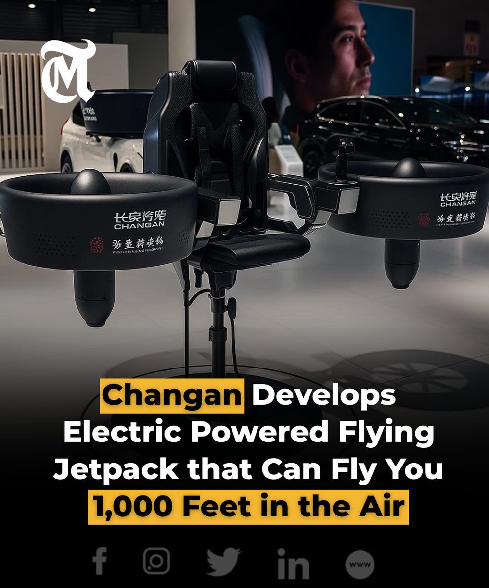 themestimes's tweet image. Changan has revealed a working prototype of its electric-powered jetpack at Mobile World Congress (MWC) Shanghai 2025, marking a bold step into personal aerial mobility. 

#ChanganJetpack #FlyingVehicles #MWCShanghai2025 #AerialMobility #eVTOL