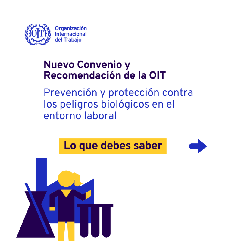 OITAmericas's tweet photo. 🦠 Los peligros biológicos en el trabajo son reales.

🛡️ El Convenio 192 y la Recomendación 209 son las primeras normas internacionales que abordan específicamente estos peligros, estableciendo un marco mundial para proteger la salud de las personas trabajadoras.

#TrabajoDecente
