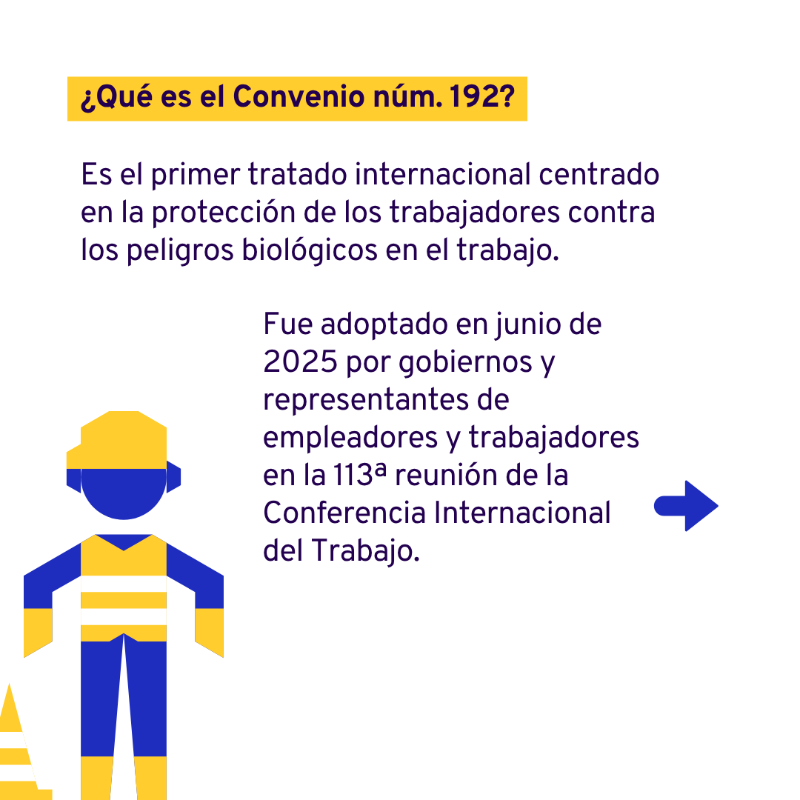OITAmericas's tweet photo. 🦠 Los peligros biológicos en el trabajo son reales.

🛡️ El Convenio 192 y la Recomendación 209 son las primeras normas internacionales que abordan específicamente estos peligros, estableciendo un marco mundial para proteger la salud de las personas trabajadoras.

#TrabajoDecente