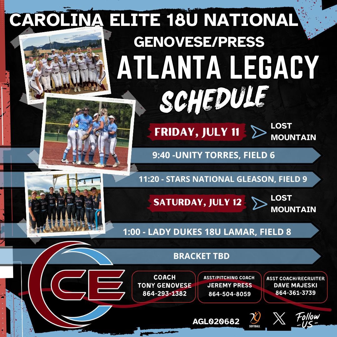 Just wrapped up in Colorado, excited to head to Georgia next for the Atlanta Legacy! Coaches, hope you can stop by and see my team play at Lost Mountain! <a href="/ScGenovese/">Carolina Elite SC National-Genovese</a> <a href="/Clift_coach/">Jim Clift</a> <a href="/Mads_Arm2Strong/">Maddie Armstrong</a> <a href="/Coachjosh8/">coach josh 🥎</a> <a href="/CoachpooleU/">CoachPoole_USCA</a> <a href="/AUtrojanssb/">Anderson Softball</a> <a href="/c_lyon22/">Corey Lyon</a> <a href="/AndradeN23/">Nichole Andrade</a> <a href="/mackzuppas/">Mackenzi Steele Zuppas</a>
