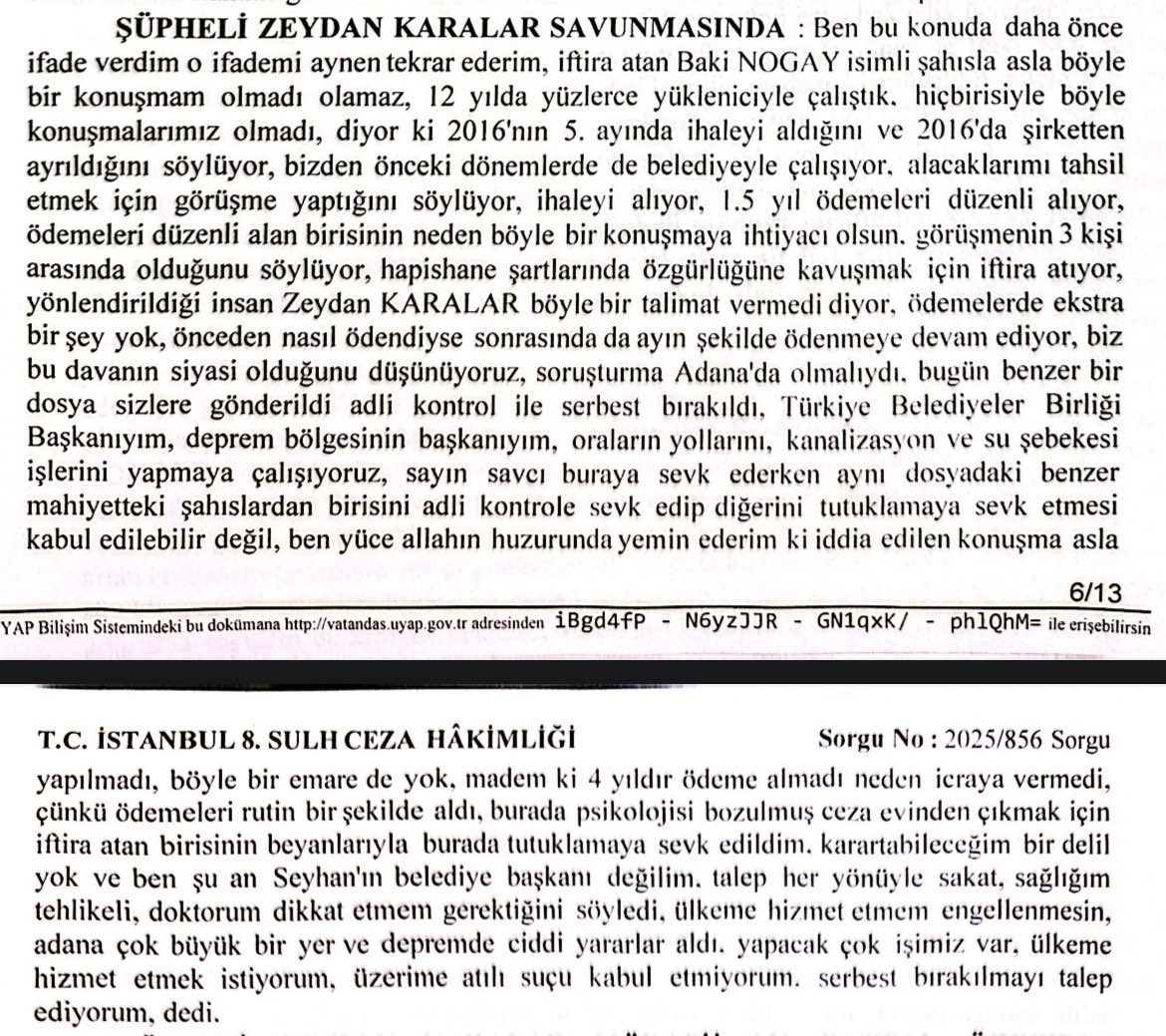 İşte Zeydan Karalar’ın tutuklanmadan önceki son savunması 👇🏼