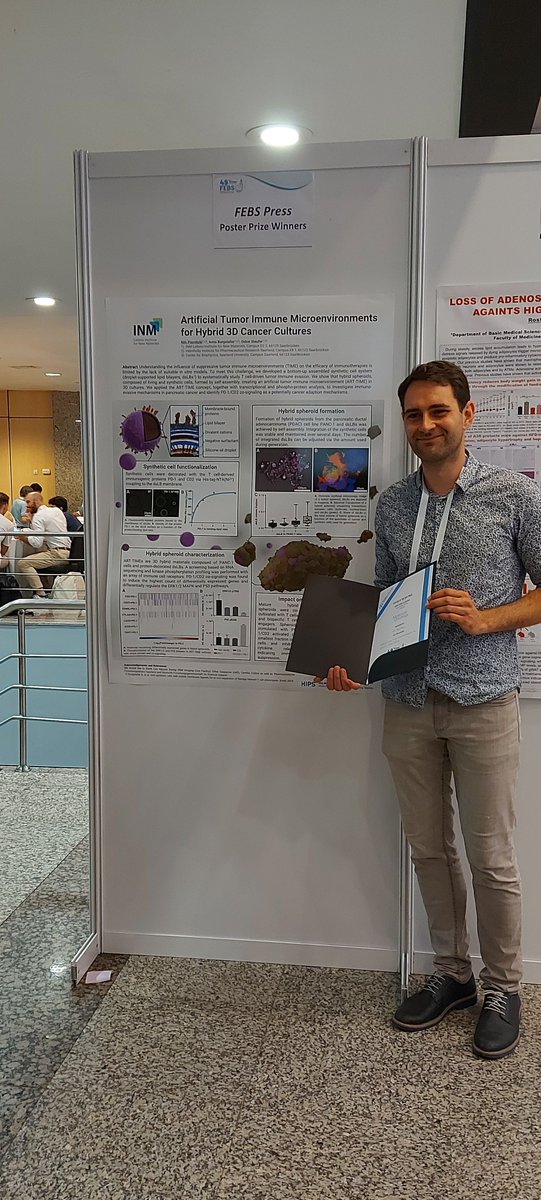 MolOncology's tweet image. 🏅 Congratulations to Nils Piernitzki from INM Leibniz Institute for New Materials for winning the daily poster prize from Molecular Oncology with her poster "Artificial tumour immune microenvironments for hybrid 3D cancer cultures"
#FEBS2025 #FEBSCongress2025
