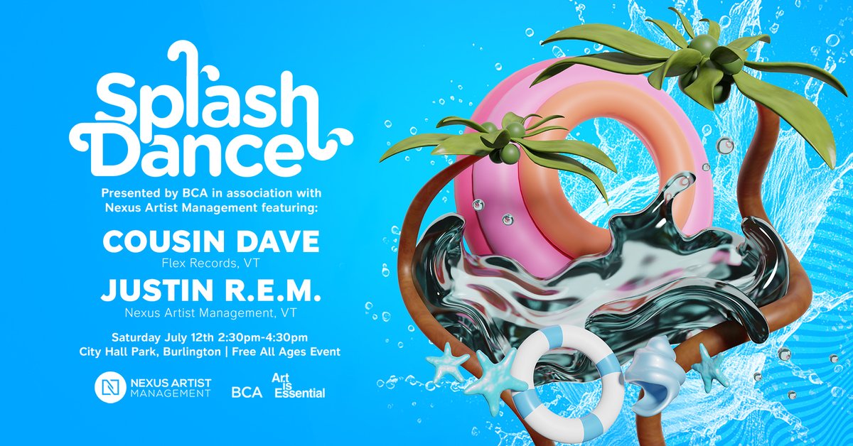 NexusArtists's tweet photo. THIS SATURDAY >> JULY 12th!!

"Sunday Night Mass" Resident DJ, Justin R.E.M. (Nexus Artist Management), returns to BCA's beloved summertime series "SPLASH DANCE" in City Hall Park (BTV), w/ special guest: 

COUSIN DAVE (Flex Records)

FREE + ALL AGES >>> 2:30 P.M. - 4:30 P.M. https://t.co/kefkcWmhgg