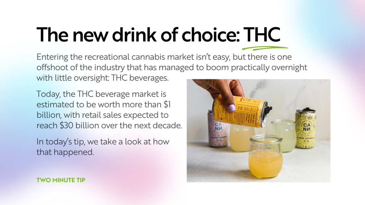BizJournalism's tweet image. Even with legalization of recreational cannabis use, states heavily regulate, tax & control the number of sellers in their cannabis markets. But one offshoot of the industry is booming with little oversight: THC beverages.
Learn more in today's tip:
businessjournalism.org/2-minute-tips/