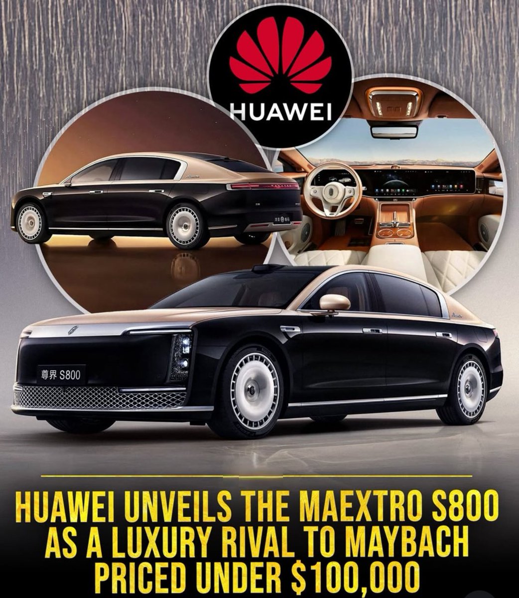 Amazing971862's tweet photo. Roasting Brutally :-
             👇 
Huawei’s Maexto S800, a “luxury rival to Maybach” for under $100,000? More like a cheap knockoff with a fancy logo. That interior screams “budget beige,” and those wheels look like they’re stolen from a toy car set. Good luck convincing anyone this is luxury when it’s just a Huawei phone with extra seats.
#BB27