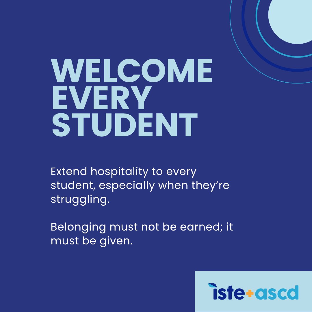 ISTE_ASCD's tweet photo. What’s one thing you could do tomorrow to strengthen a student’s sense of belonging?
Every interaction sends a signal. This article shares 4 key actions to help students feel valued, safe &amp; empowered. 👇
🔗 https://t.co/Kyxk7UyQF0
 #EdLeadership #JoyfulLearning #K12 https://t.co/7WOJf9q8qo