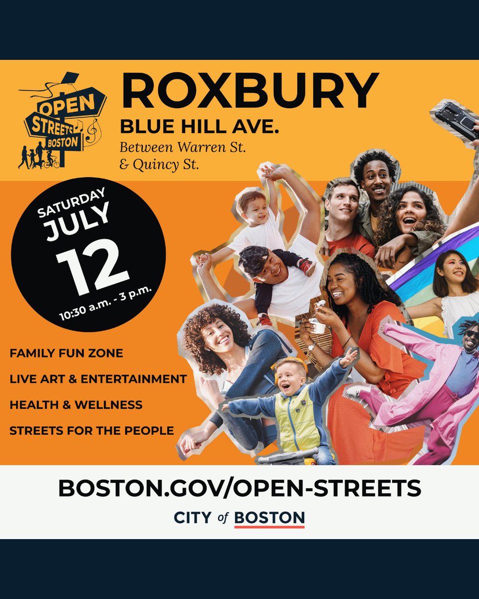 AgeStrongBos's tweet image. Open Streets Boston’s 2025 season kicks off in Roxbury on Saturday, July 12! There will be plenty of activities for everyone to enjoy, including the very popular FREE pedicab rides along the event route. Learn more at boston.gov/open-streets.