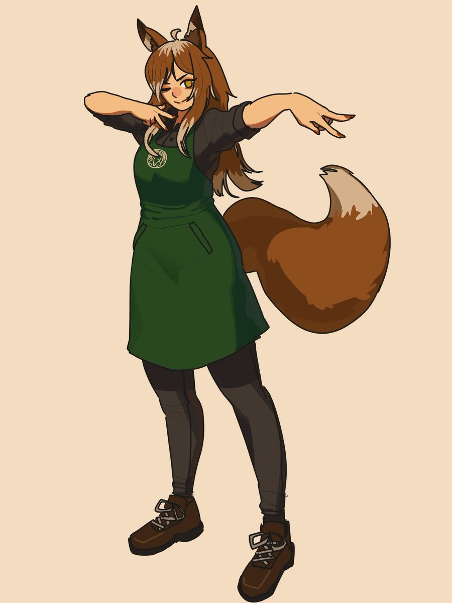 pitganart's tweet image. Tired kitsune barista, Dalgona.

Comm :)