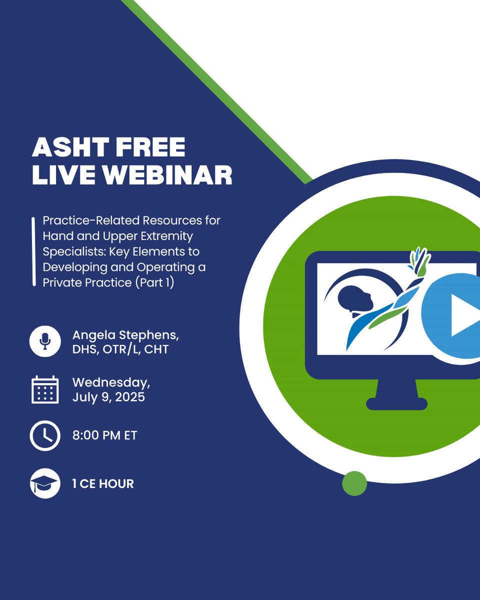 There's still time to register for tomorrow's FREE webinar addressing common questions about policies and procedures for #handtherapy clinics, #Medicare billing, information on #Lcodes and #orthoticfabrication, and much more! 

REGISTER NOW: ow.ly/29Zw50VZyfx