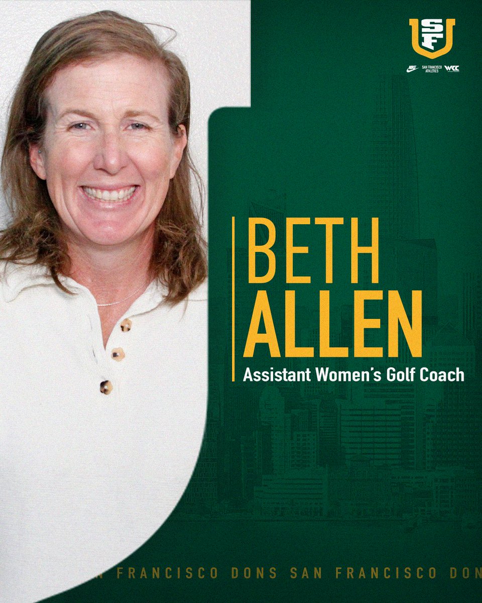 San Francisco Women’s Golf (@usfdonswgolf) on Twitter photo 𝐖𝐞𝐥𝐜𝐨𝐦𝐞 𝐭𝐨 𝐭𝐡𝐞 𝐇𝐢𝐥𝐥𝐭𝐨𝐩, <a href="/BethAllenGolf/">Beth Allen</a> 👏
We're pleased to announce that Beth Allen has joined the program as an assistant coach!
📰 Full Release: bit.ly/4nEsWg6
#USFDons | #WCCsports 𝐖𝐞𝐥𝐜𝐨𝐦𝐞 𝐭𝐨 𝐭𝐡𝐞 𝐇𝐢𝐥𝐥𝐭𝐨𝐩, <a href="/BethAllenGolf/">Beth Allen</a> 👏
We're pleased to announce that Beth Allen has joined the program as an assistant coach!
📰 Full Release: bit.ly/4nEsWg6
#USFDons | #WCCsports