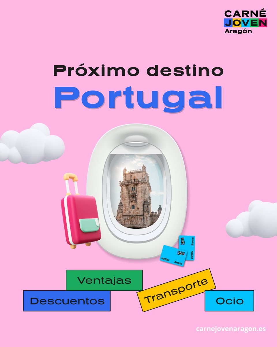 🇵🇹 ¿Portugal con descuentos? SÍ, gracias.

🪪 Si tienes el #CarnéJoven, prepárate para aprovechar estos 10 descuentazos en trenes, comida, alojamiento, festivales y mucho más: carnejovenaragon.es/eventos/viaja-…

#CarnéJoven #Top10Portugal #veranojoven