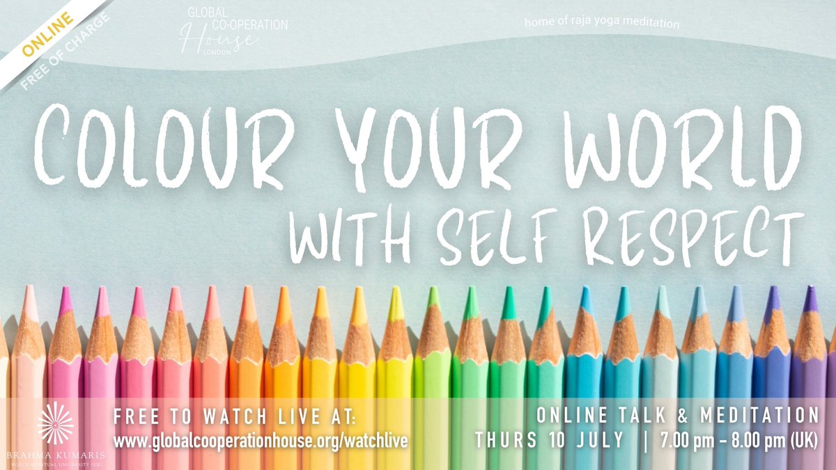 Colour Your World with SELF RESPECT
#ThursdayTalkSeries

Thursday 10 July, 7-8pm: globalcooperationhouse.org/watchlive

Join Judi Rich, to explore the role self-respect plays in personal growth, healthy boundaries &amp; authentic self-expression.

#JollyJuly 
#FreeEvent

globalcooperationhouse.org