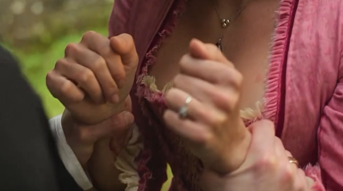 his wedding ring and her engagement ring both in the frame with THAT tension... you don't get it #thebuccaneers