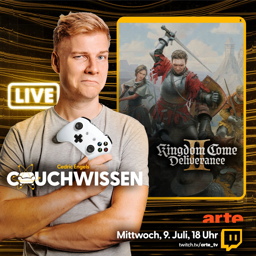 Morgen (9. Juli) um 18 Uhr wird es spannend!
Gemeinsam mit einer tollen Kollegin darf ich erneut bei <a href="/ARTEde/">ARTE</a> zu Gast sein, wo wir über <a href="/KingdomComeRPG/">Kingdom Come: Deliverance II</a> &amp; dessen Geschichtsinterpretation sprechen.
Mein Kanal ist ab Vormittag live &amp; überträgt auch die ARTE-Sendung. Schaut vorbei! 😀