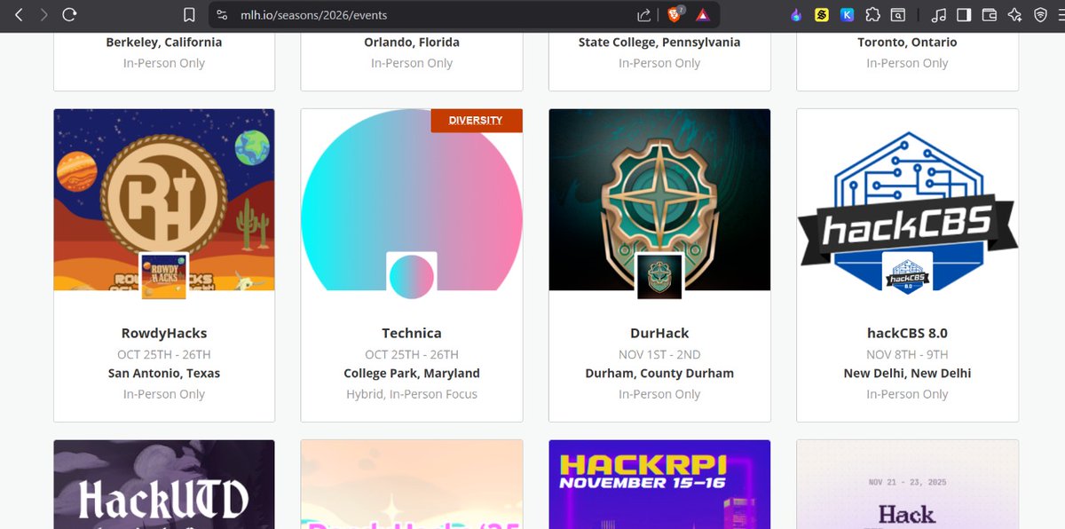 hackCBS 7.0 (@hackcbs) on Twitter photo MLH 2026 Season is officially live and hackCBS has made its place!
Check out : mlh.io/seasons/2026/e…
<a href="/MLHacks/">Major League Hacking (MLH)</a> MLH 2026 Season is officially live and hackCBS has made its place!
Check out : mlh.io/seasons/2026/e…
<a href="/MLHacks/">Major League Hacking (MLH)</a>