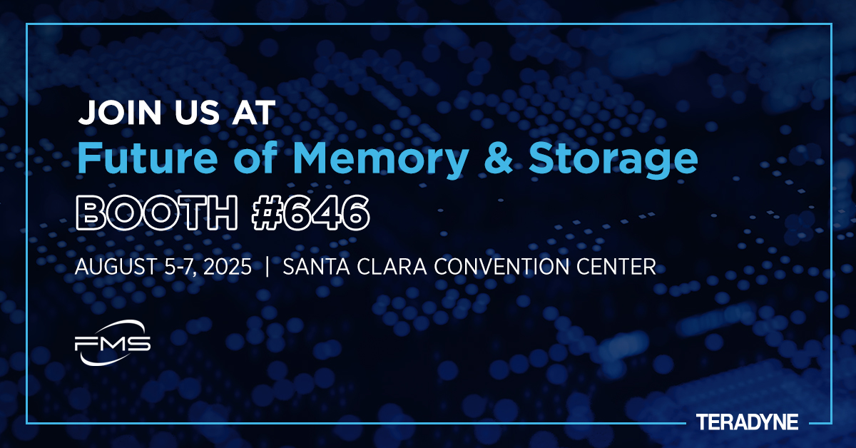 Teradyneinc's tweet image. 📍 Visit us at FMS Booth #646 to learn how Teradyne’s Magnum platform accelerates innovation in memory test by enabling high accuracy and parallelism across the wide range of next-gen memory devices.

Register Today: bit.ly/4eE8S9i
#MemoryTest #SemiconductorTest #FMS25