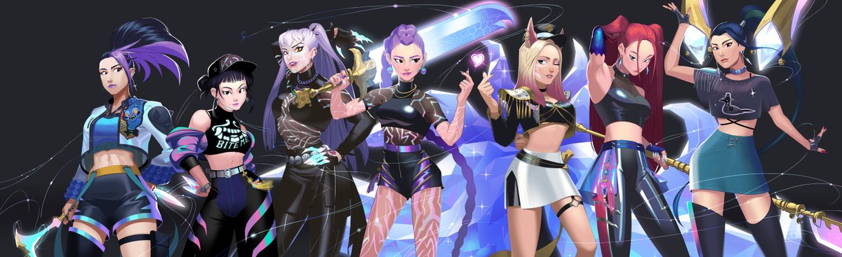 KDA x HUNTR/X

It's finally done! Kai'sa is here! Her outfit is inspired by Mira's first costume. Like every other artist online I've been obsessed with KPOP Demon Hunters so I had to make something so I'm glad I was able to devote a few days to this.