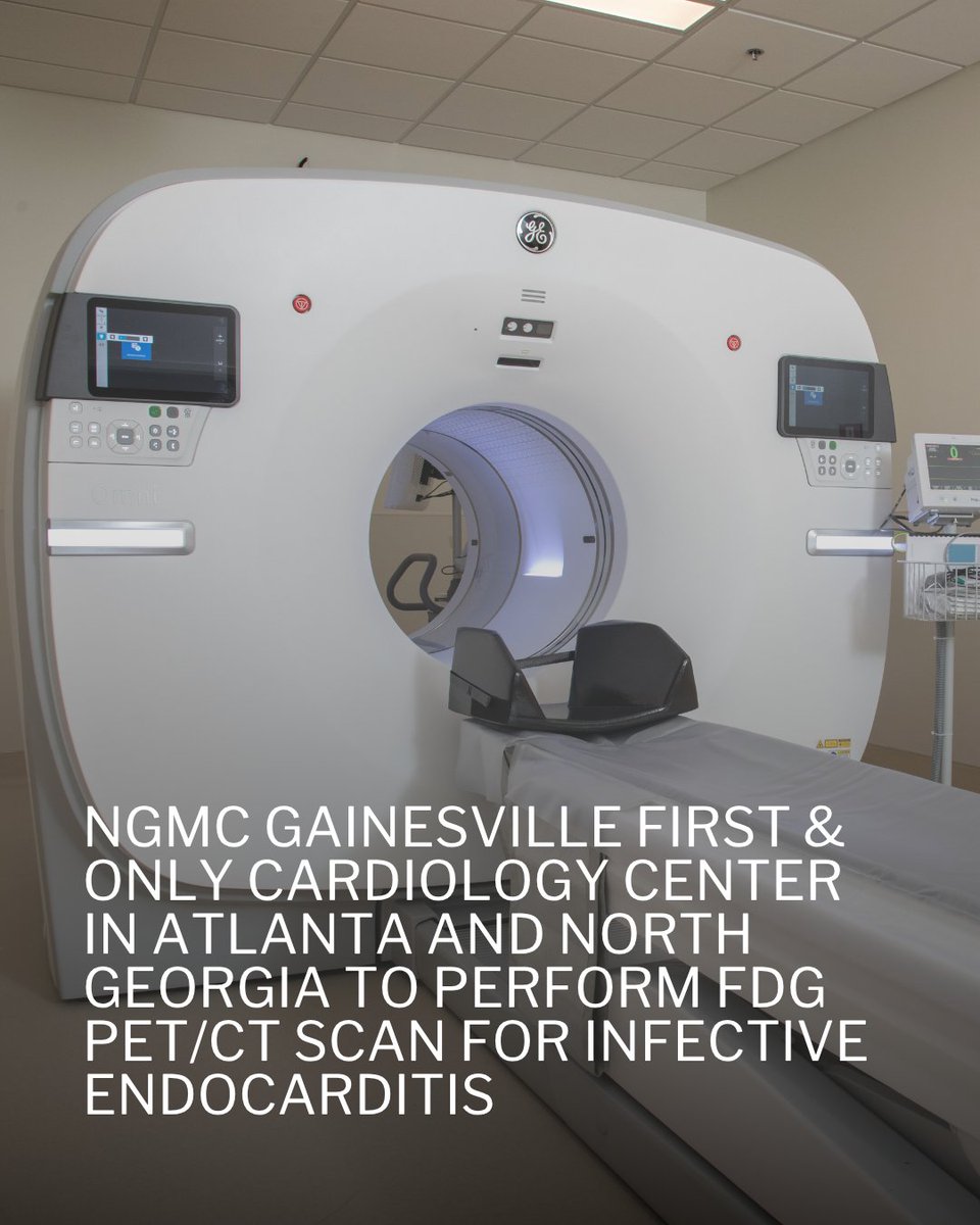 Georgia Heart Institute (@gaheart_nghs) on Twitter photo The Nuclear Cardiology team recently performed its first FDG PET/CT scan for infective endocarditis to evaluate a patient for pacemaker lead infection. That makes NGMC Gainesville the first and only cardiology center in Atlanta and north Georgia to offer this advanced imaging The Nuclear Cardiology team recently performed its first FDG PET/CT scan for infective endocarditis to evaluate a patient for pacemaker lead infection. That makes NGMC Gainesville the first and only cardiology center in Atlanta and north Georgia to offer this advanced imaging