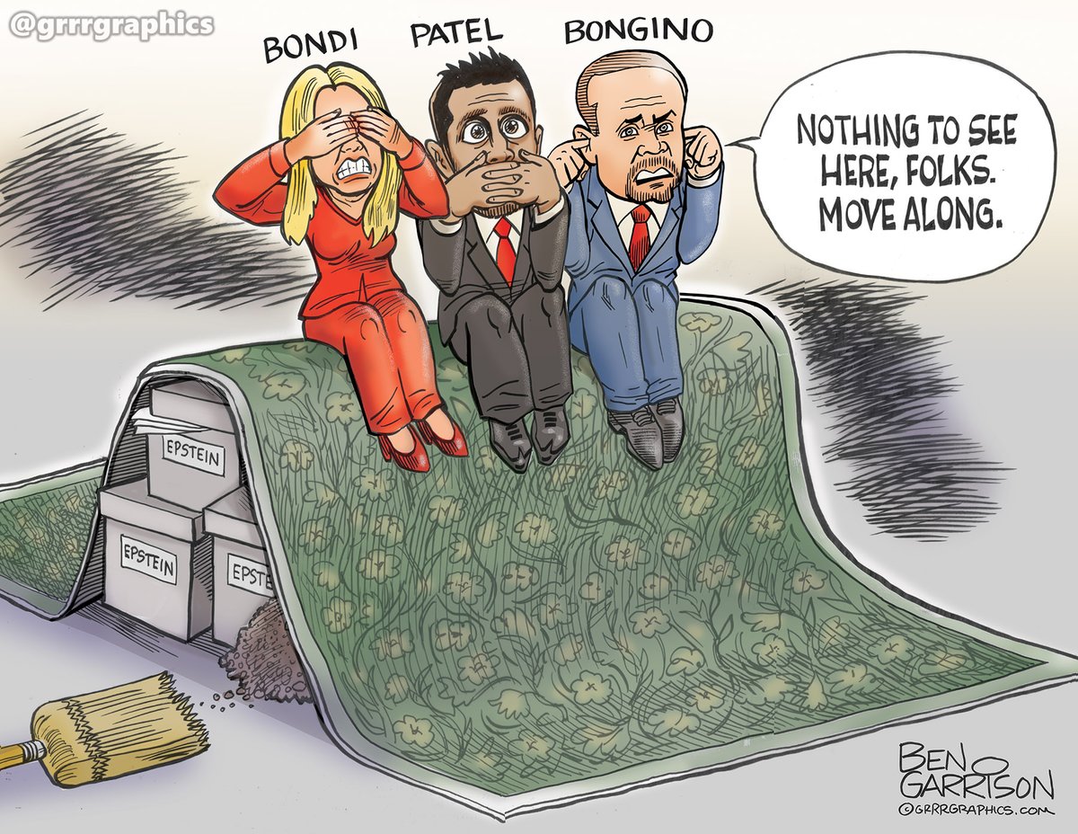 GrrrGraphics's tweet image. See No Epstein-Speak No Epstein-Hear No Epstein
Ben Garrison Cartoon
Nothing to see here-move along!

The DOJ has closed the Jeffrey Epstein case. They officially stated the Epstein commited suicide and that the famous Epstein client registry or list does not exist. Of course…