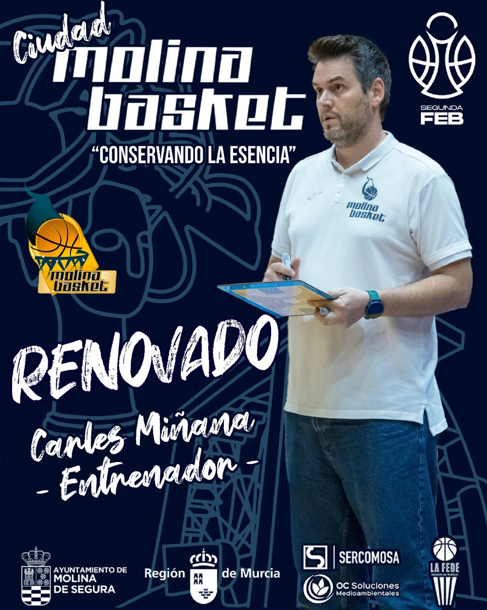 molinabasket's tweet image. SEGUNDA FEB | Carles Miñana comandará al Ciudad Molina Basket en nuestro debut en la categoría 

Tras un impactante ascenso, con título de campeón de Tercera FEB incluido, Carles y Molina Basket seguirán trazando la historia juntos

#ConservandoLaEsencia #familiaMB 💙