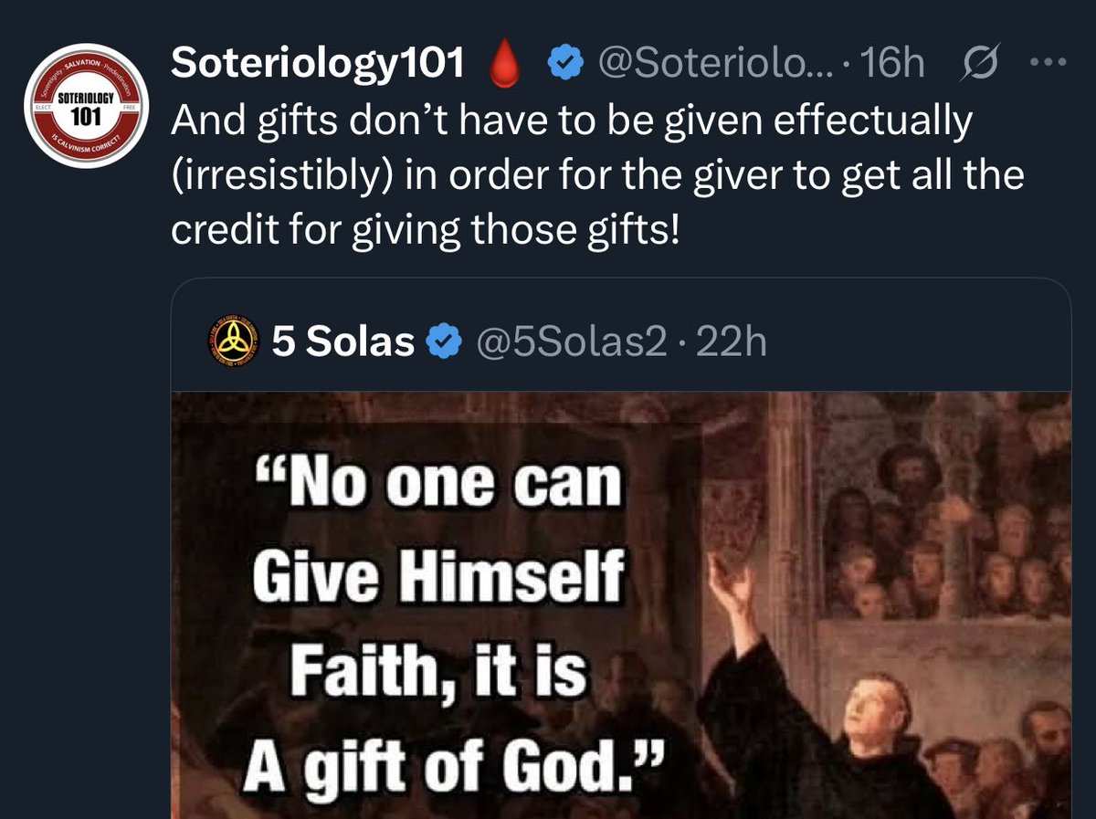CCalvinism's tweet image. A gift refused is an attempted gift/give which failed, and unless you find someone else to accept (or use it yourself) it becomes wasted.
This is not the biblical view of the gift of salvation. It isn’t a package that we open.
It is a gift bestowed (as was our gift of life).